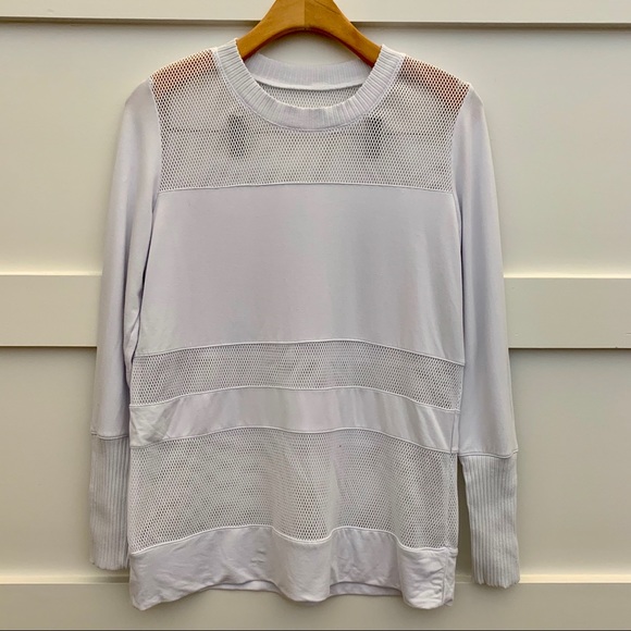 ALO Yoga White Mesh Panel Long Sleeve Top Sz S - Picture 3 of 8